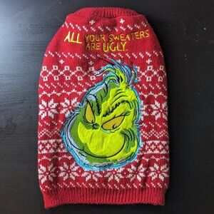 Dr. Seuss The Grinch Pet Dog Sweater "All Your Sweaters Are Ugly" - Medium